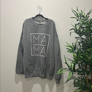 L&B Gray Crewneck Sweater with Graphic Print